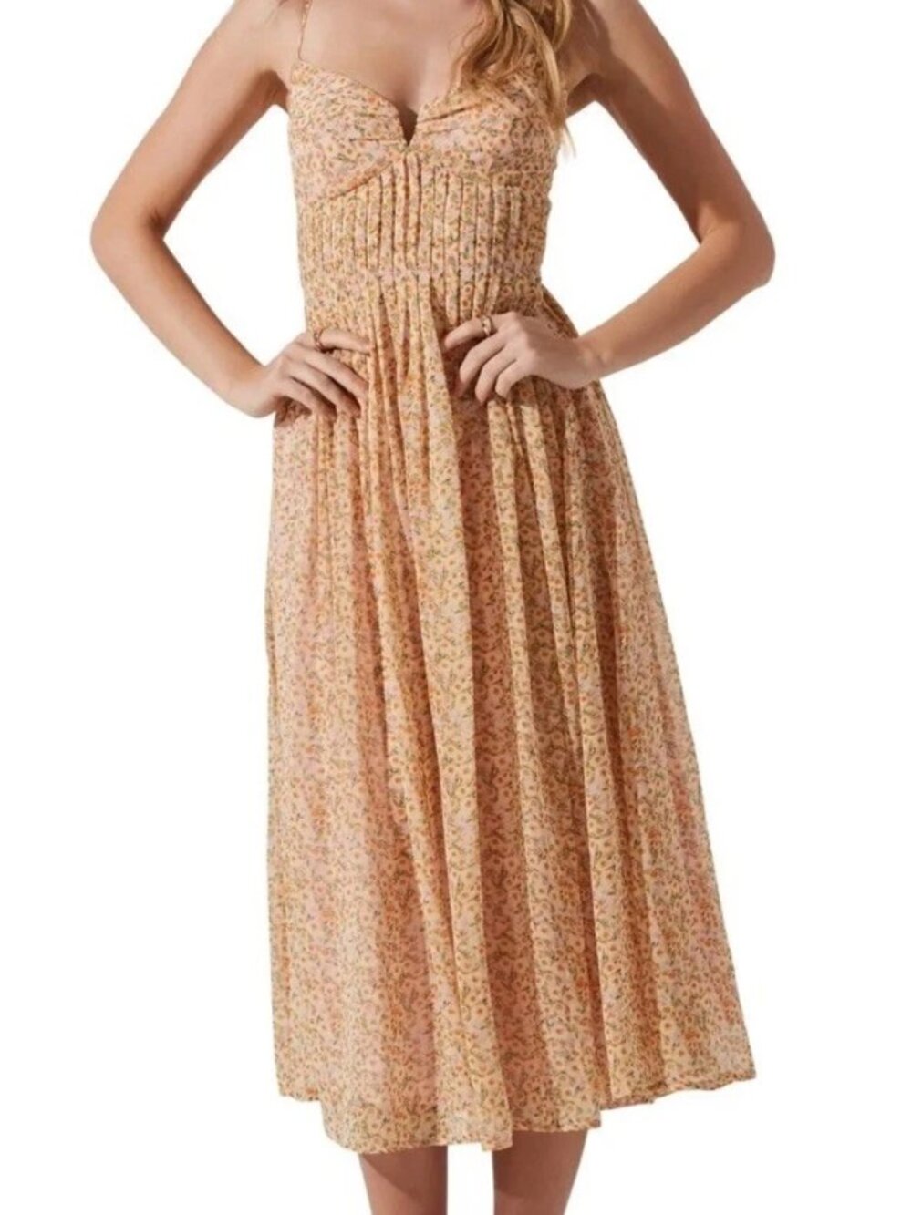 ASTR The Label Floral Midi Lined Dress